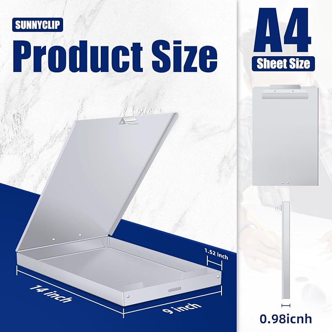 Metal Clipboard with Storage, Letter Size Form Holder Portfolio Aluminum Metal - Image 3