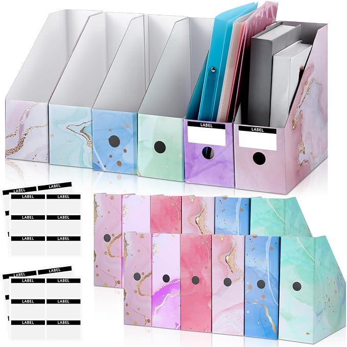 PerKoop 12 Pcs Decorative Magazine File Holders Floral Foldable File Folders by PerKoop