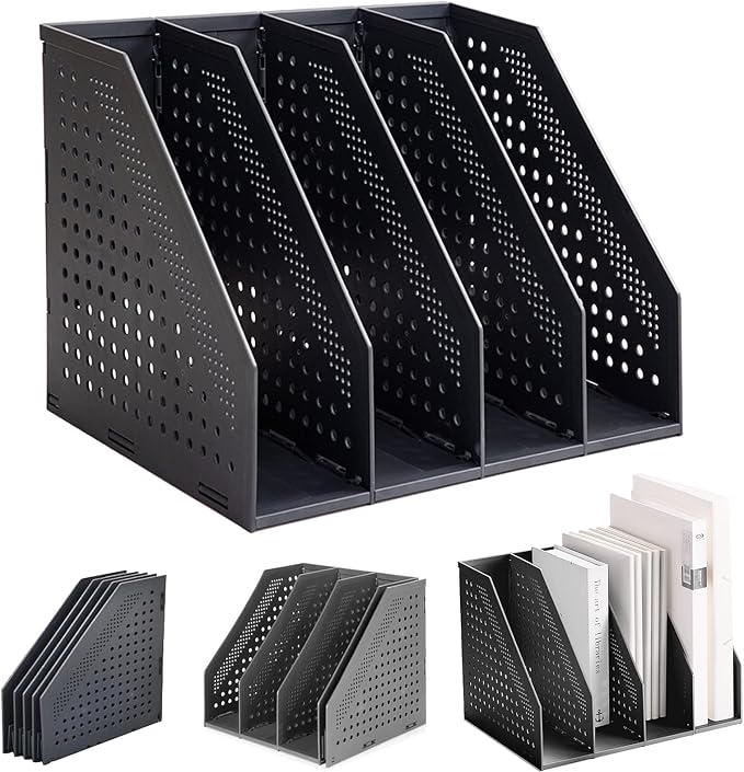 Lemical Magazine Holder 4 Vertical Compartments Collapsible Magazine File by Lemical-US