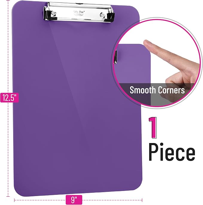 Mr. Pen- Plastic Clipboard, 12.5” x 9”, Clipboard Plastic | Low-Profile Metal - Image 2