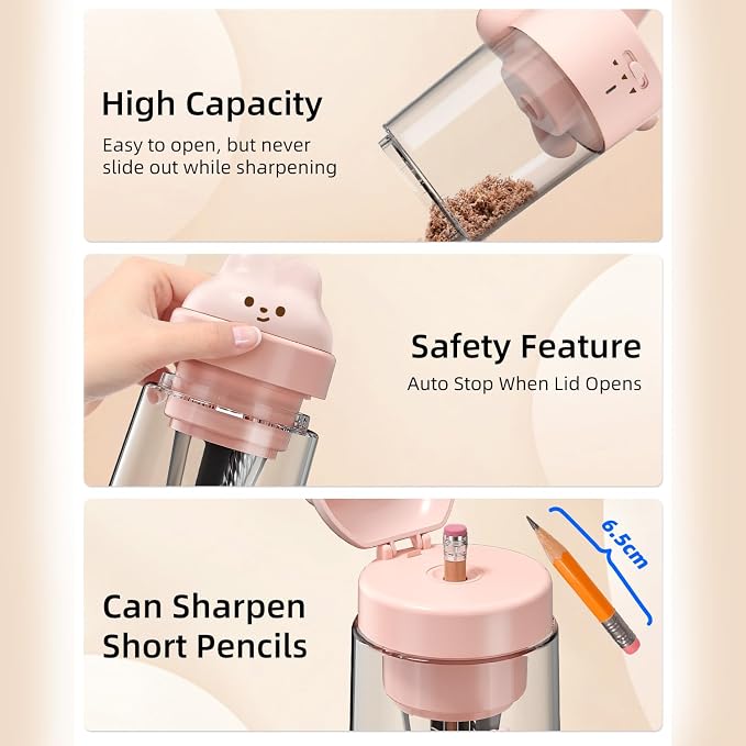 Zmol Electric Pencil Sharpeners, Auto in & Out，Fully Automatic Rechargeable - Image 8