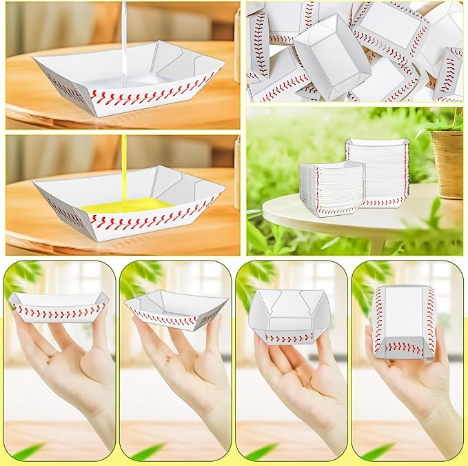 100Pack 1/4Lb Paper Food Boat Trays, Mini Baseball Birthday Decoration Baseball - Image 4