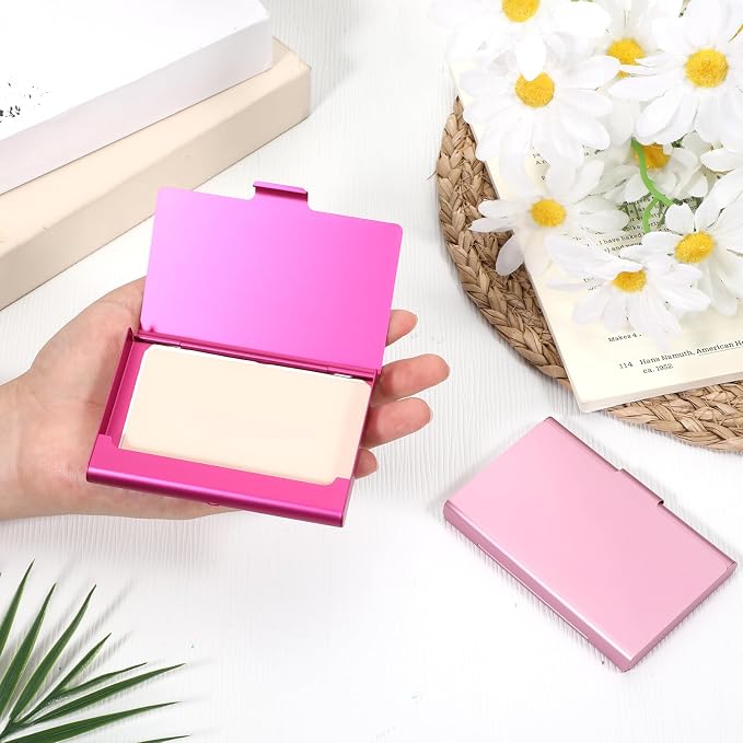 2 Pack Business Card Holder Case, Aluminum Alloy Metal Business Card Case - Image 7