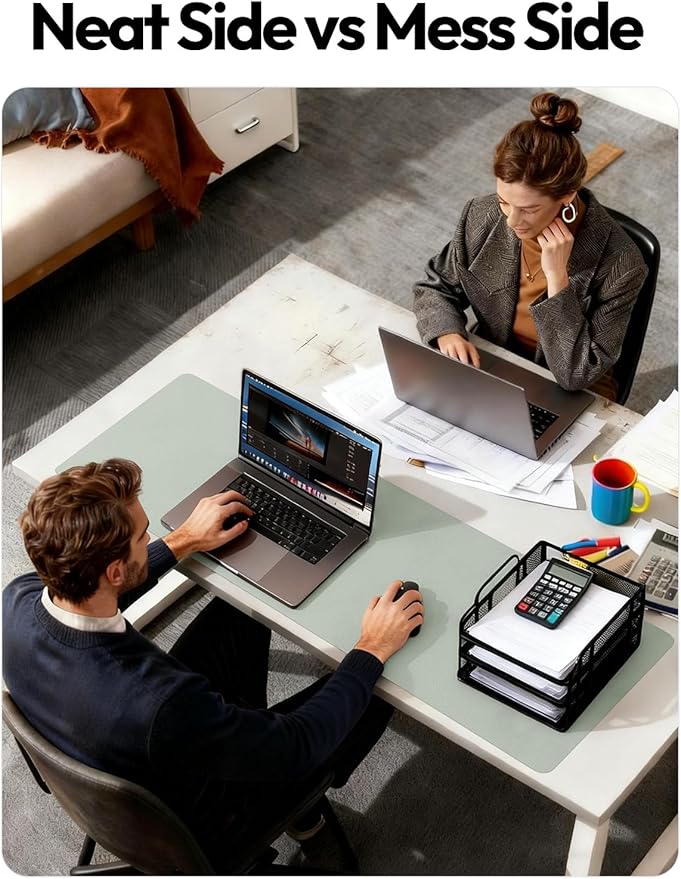 YSAGi Leather Desk Pad Protector, Office Desk Mat, Large Mouse Pad, Non-Slip PU - Image 6