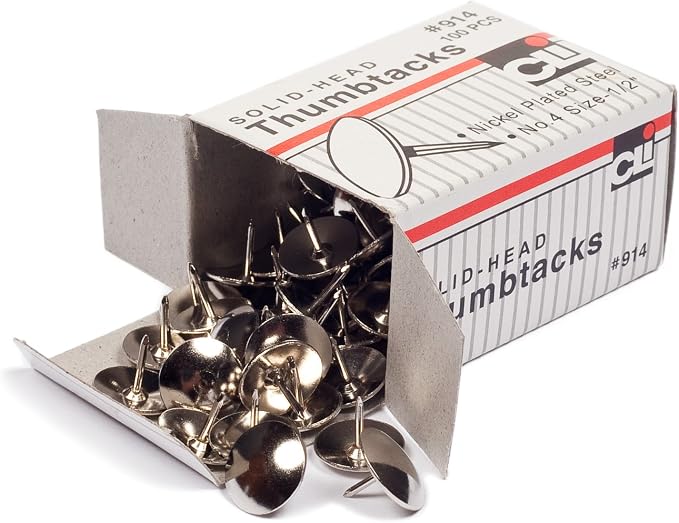 Charles Leonard Thumb Tacks, Nickel Plated Solid Head, 1/2 Inches Head by CharlesLeonard