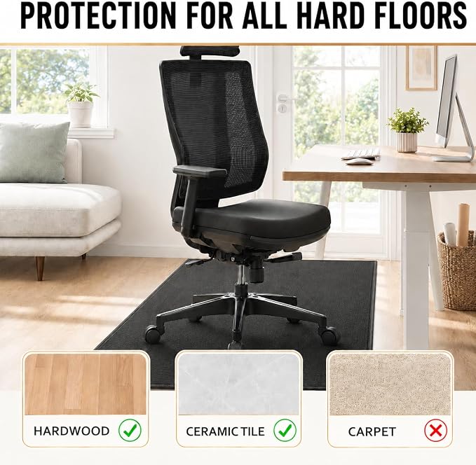 Office Chair Mat for Hardwood Floors, 48 x 35.5 in Non-Slip Desk Chair Mat for - Image 5