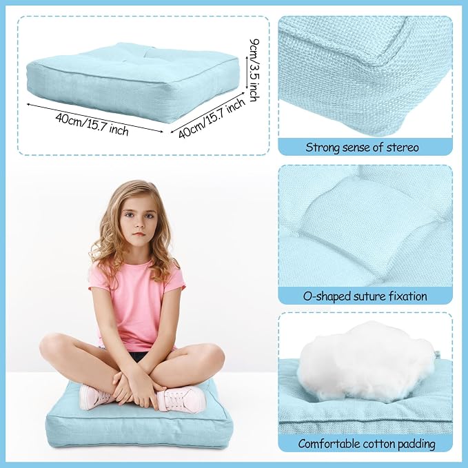 Juexica 8 Pcs Floor Cushions for Kids Floor Pillows Flexible Seating Cushions - Image 2
