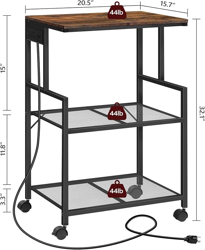 MAHANCRIS Mobile Printer Stand, 3-Tier Industrial Printer Cart - Image 5