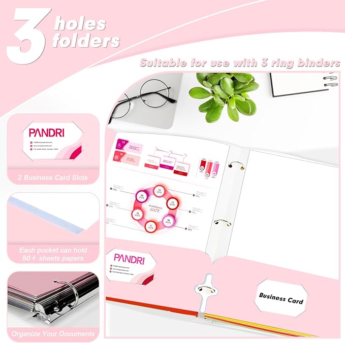 Two Pocket Portfolio Folders, PANDRI 60 Pack 3 Hole Punched 2 Pocket Folders - Image 4