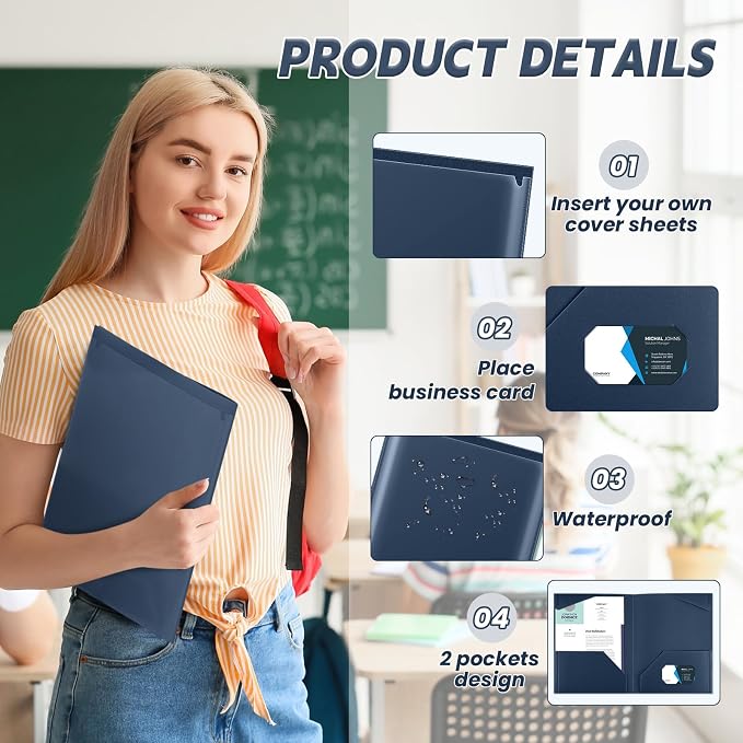 Henoyso 36 Pack Navy Blue Plastic Folders - Image 3