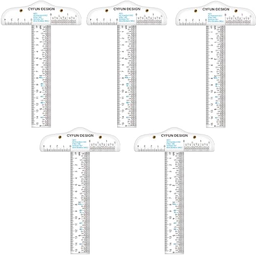 6 Inches Acrylic Clear T-Square Ruler, 5 Pack, T Square Ruler, Transparent by CYFUNDESIGN