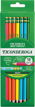 Ticonderoga Wood-Cased Pencils, Pre-Sharpened, #2 HB Soft, Neon Colors by Ticonderoga