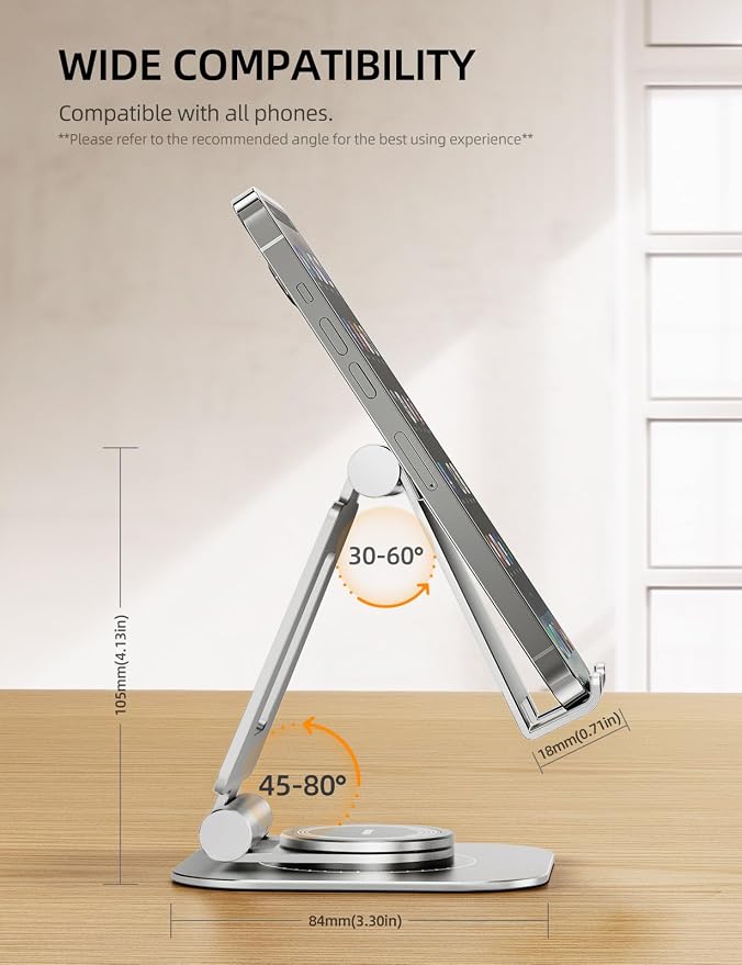 Nulaxy Rotatable Cell Phone Stand, Fully Adjustable Foldable Desktop Phone - Image 4
