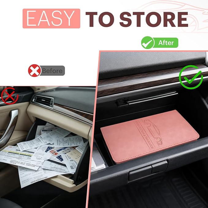 Car Registration and Insurance Card Holder, Magnetic Closure Leather Vehicle - Image 6