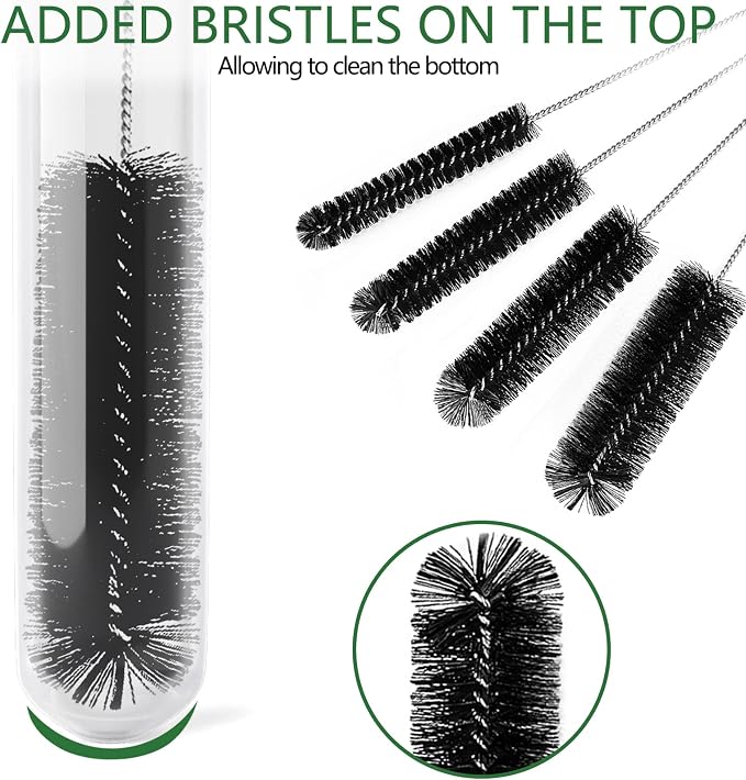 CiaraQ Bottle Cleaning Brushes, 8 Inch Nylon Tube Brush Set | Black Cleaner - Image 3