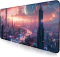 Digital Night Scene Office Art Desk Mat, Female Learning Computer Mouse Mat | by LQFIWSS