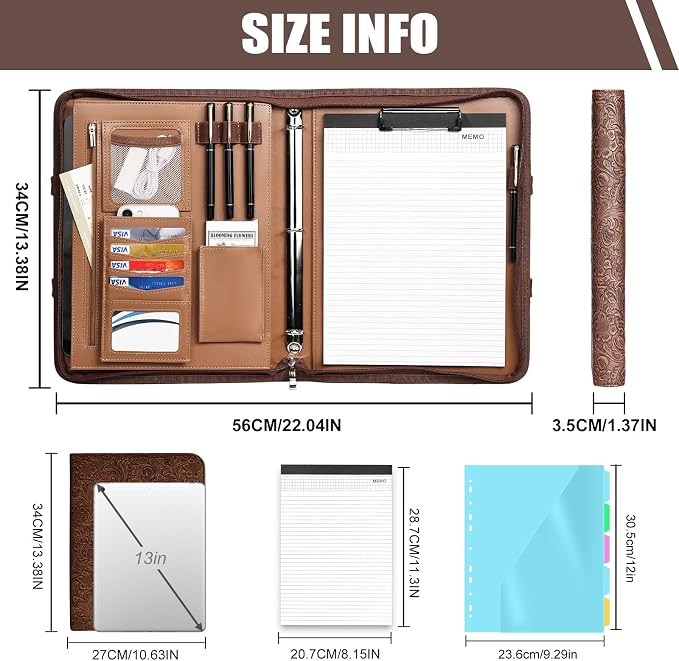 Padfolio, Portfolio Binder 3-Ring, Vegan Leather Portfolio - Image 2