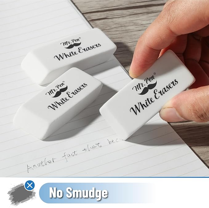 Mr. Pen- White Pencil Eraser, 72 Pack | Large Latex Free Block Erasers Bulk - Image 4