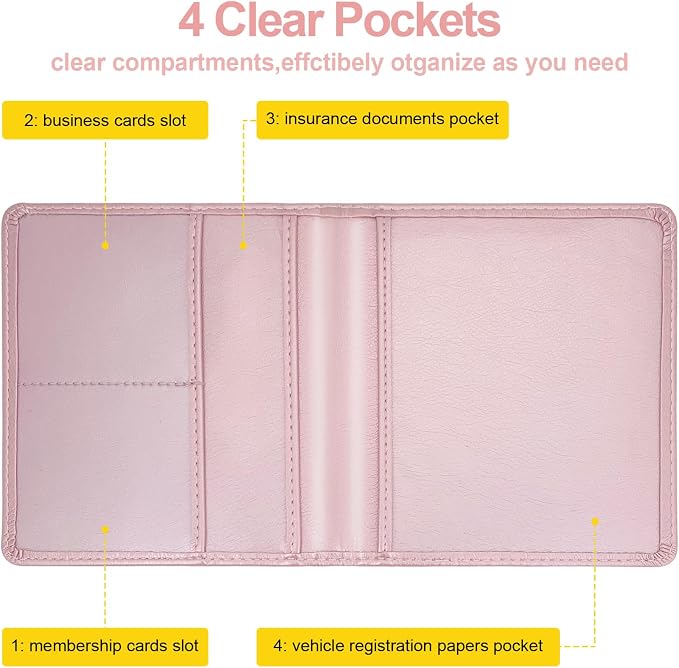 Car Registration and Insurance Holder, 5.5 x 5 Inch PU Leather Vehicle Glove - Image 5