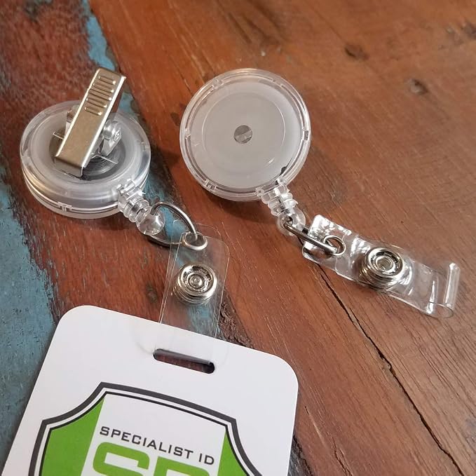 Bulk 25 Pack - Premium Clear Retractable Badge Reels - Image 4