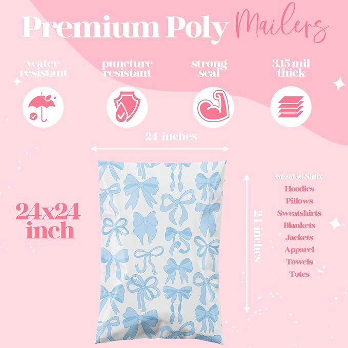 Pretty Package Store Poly Mailer 24x24, 50 Pack | Heavy Duty, Waterproof - Image 2