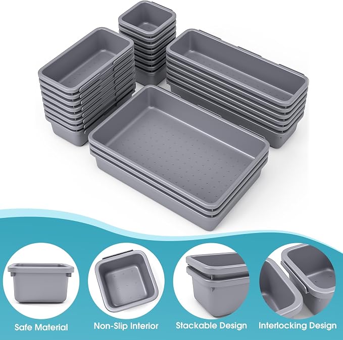 25 PCS Drawer Organizer Set, 4 Size Makeup Drawer Divider Organizer - Image 3