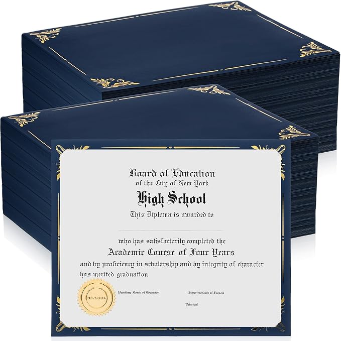 Fainne 300 Pcs Certificate Holder Foil Border Bulk 8.5 x 11 Inch Single Sided by Fainne