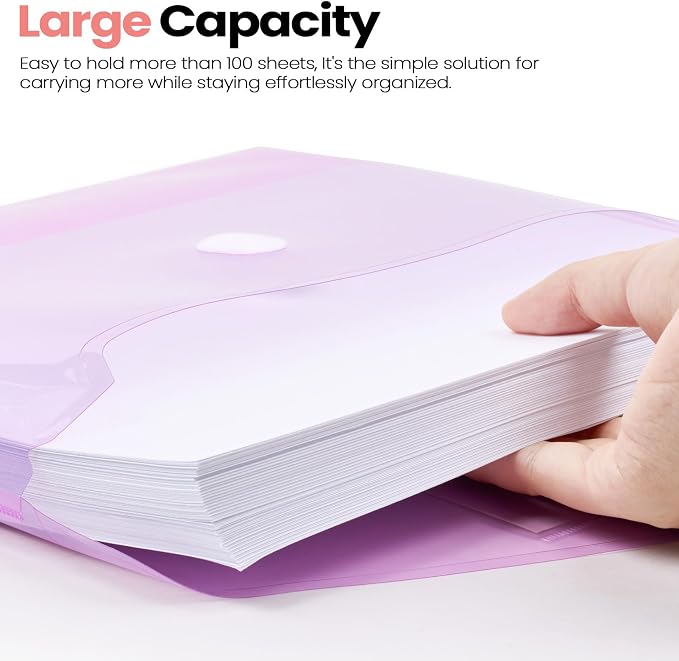Sooez 36 Packs Plastic Envelopes Plastic File Folders, Fresh Colors - Image 3