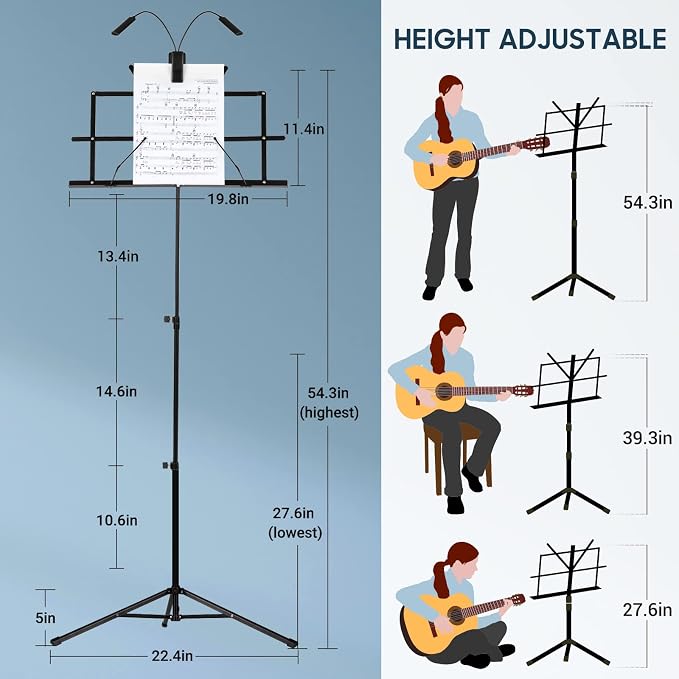 CAHAYA Dual-Use Reinforced Folding Sheet Music Stand - Image 2