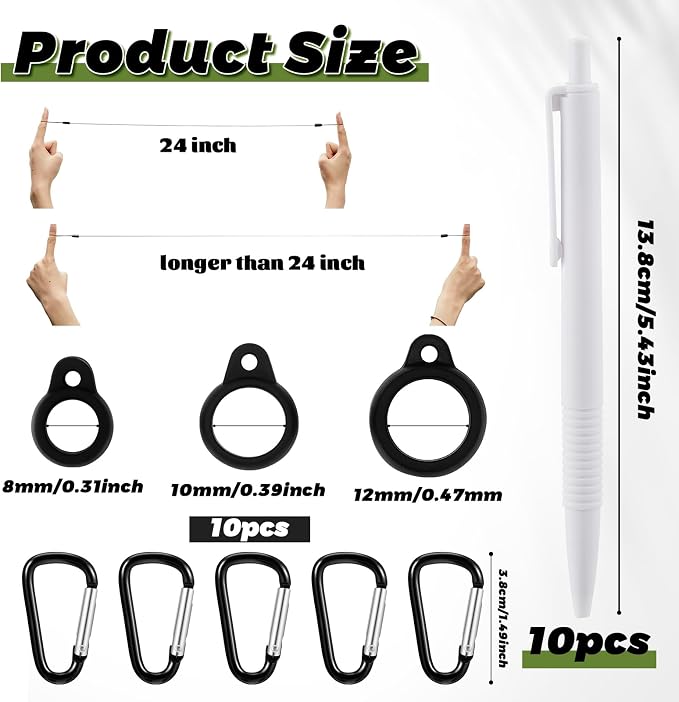 Lewtemi 10 Sets 24 Inch Pen Leash Pen Silicone Lanyard Holder - Image 2