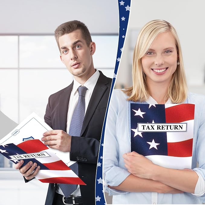 Skyygemm 150 Pcs Income Tax Return Folders 9 x 12 Inch Red White and Blue Tax - Image 5
