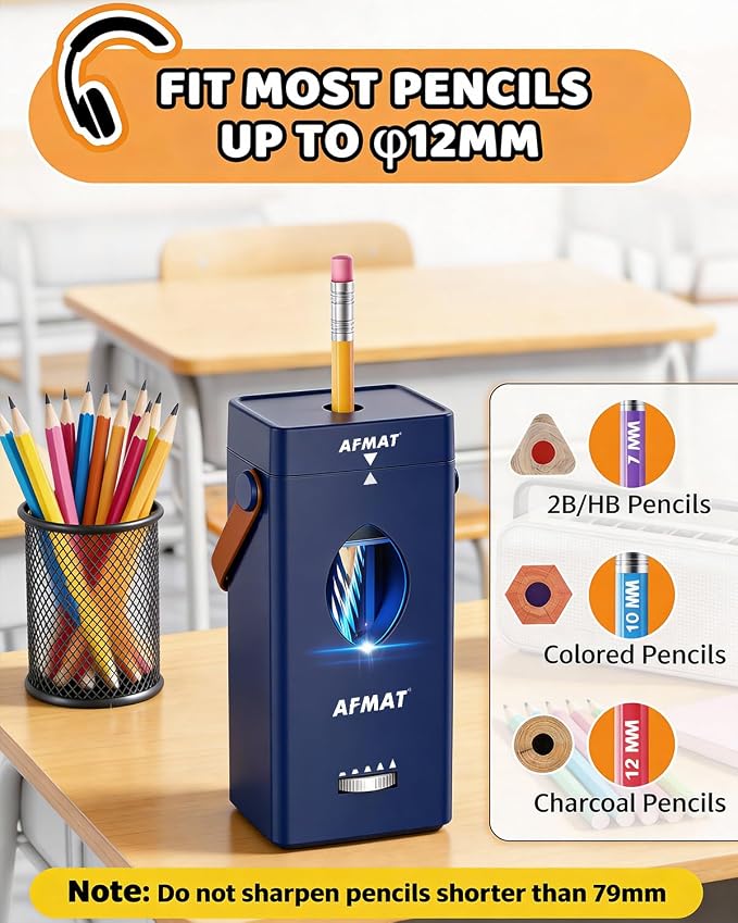 AFMAT Electric Pencil Sharpener, Rechargeable & Cordless, Fully Automatic - Image 3