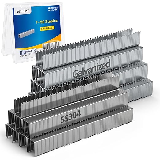 Heavy Duty T-50 Staples 9/16 Inch Length 1462-Count, 3/8" Crown Beveled by SITLDY