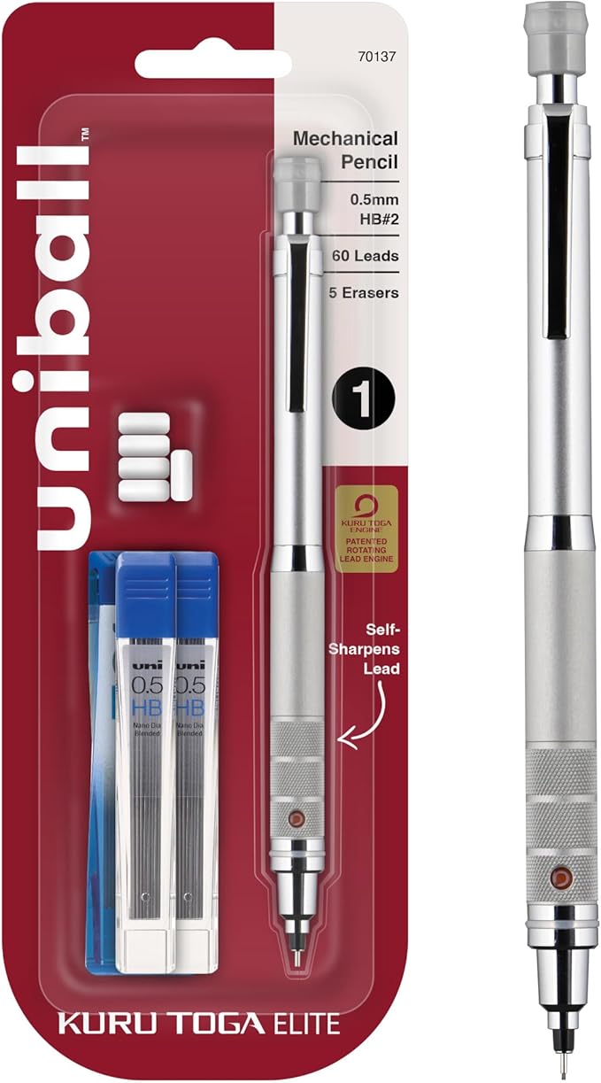 uniball Kuru Toga Elite Mechanical Pencil Starter Kit, HB #2, 1 Pack by uni-ball