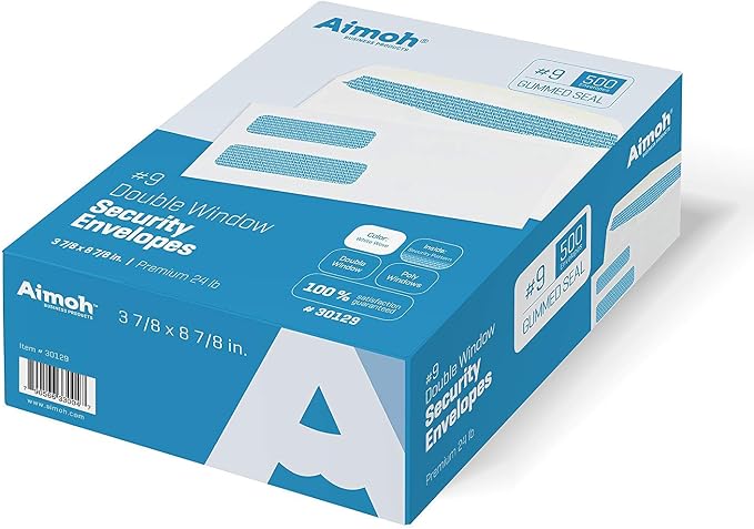 Aimoh #9 Double Window Security Business Mailing Envelopes - Image 5