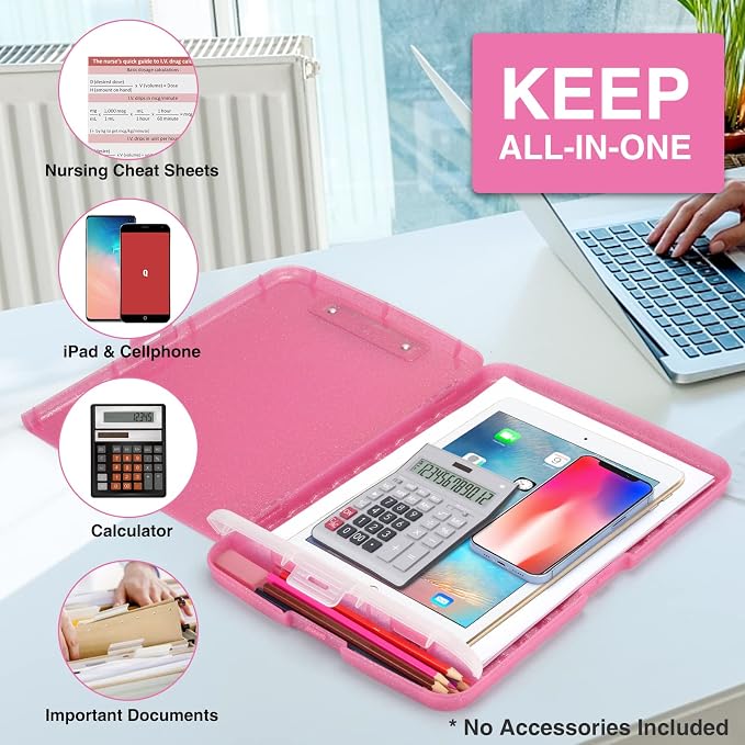 Sooez Glitter Clipboard with Storage, High Capacity Clip Boards 8.5x11 with Pen - Image 4