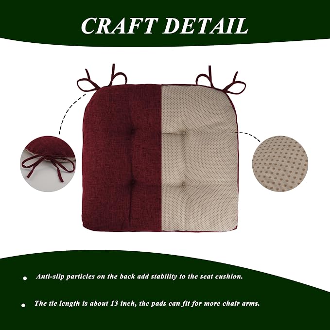 Chair Cushions for Dining Chairs 2 Pack, - Image 3