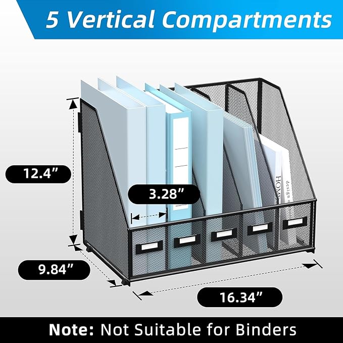 SUPEASY Desk Organizers Metal Desk Magazine File Holder - Image 2