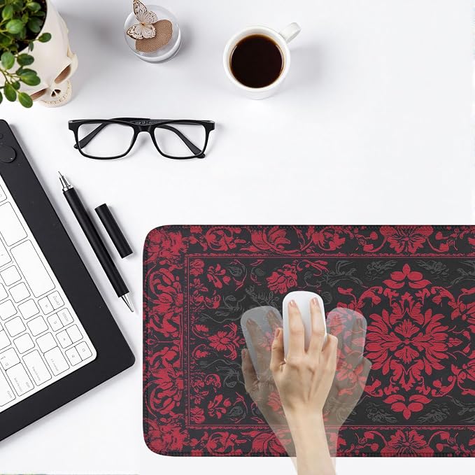 Victorian Gothic Floral Desk Mat Black Red Baroque Desk Pad Dark Academia XXL - Image 6
