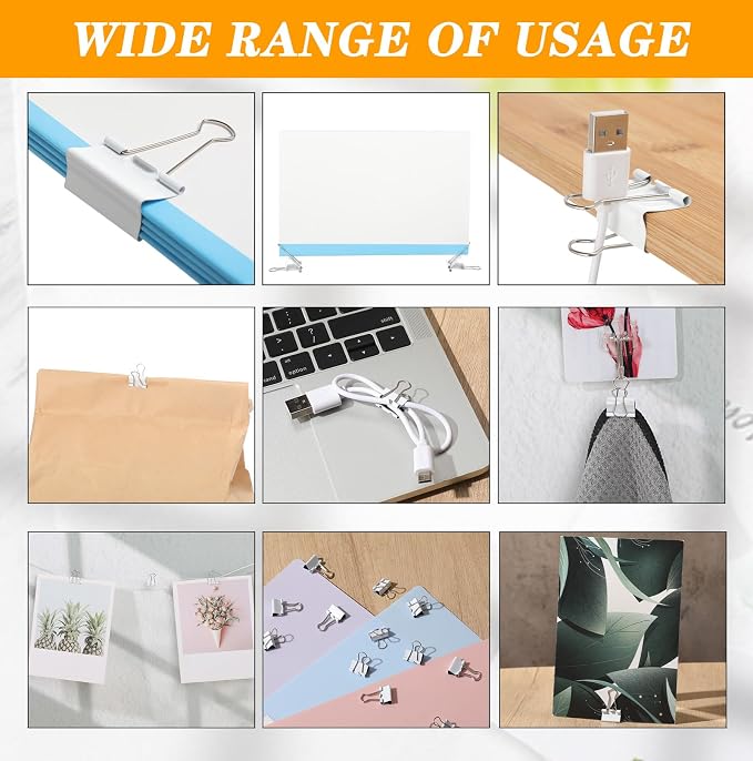 Jetec 200 Pack 0.6in/15mm White Metal Binder Clips Bulk Small Reusable Fold - Image 6