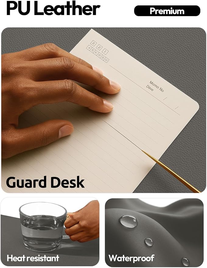 YSAGi Leather Desk Pad Protector, Office Desk Mat, Large Mouse Pad, Non-Slip PU - Image 4