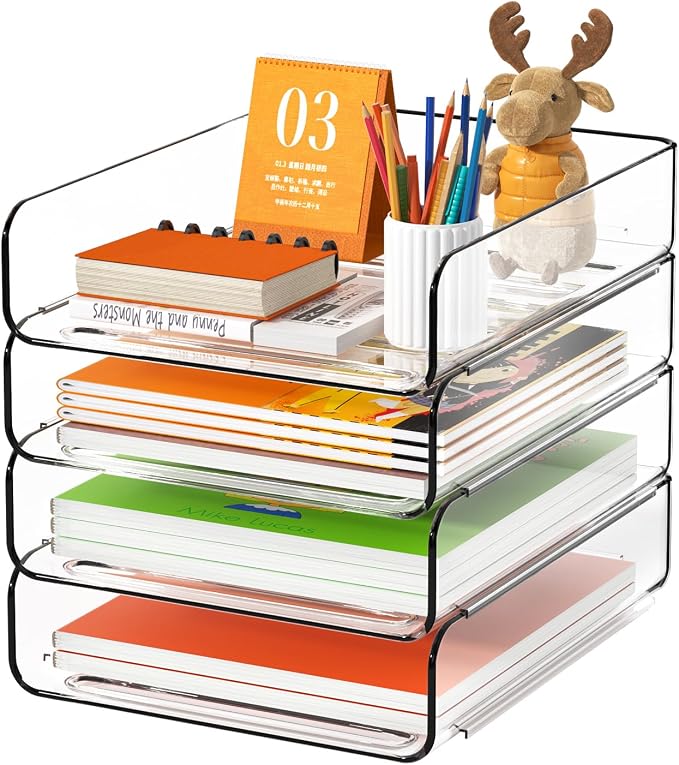 FANXIYQ 4-Tier Acrylic Paper Tray Organizer, A4 Paper, Mail & Paper Storage by FANXIYQ