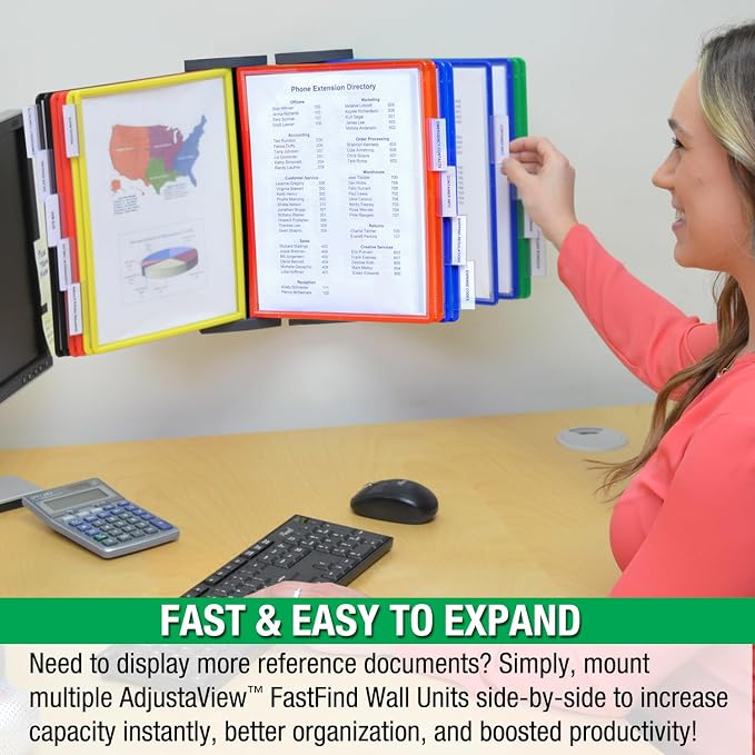 Ultimate Office AdjustaView FastFind 10-Pocket Wall Mounted Reference Display - Image 5