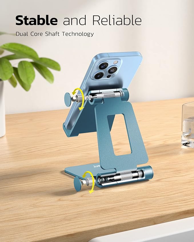 Nulaxy Dual Folding Cell Phone Stand, Fully Adjustable Foldable Desktop Phone - Image 4
