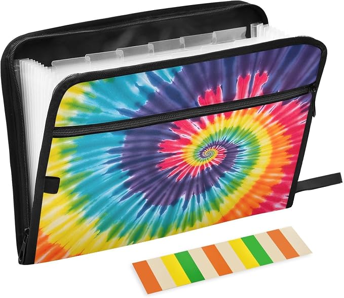 Expanding File Folder Tie Dye Rainbow Swirl Accordion File Organizer 13 Pockets by ALAZA