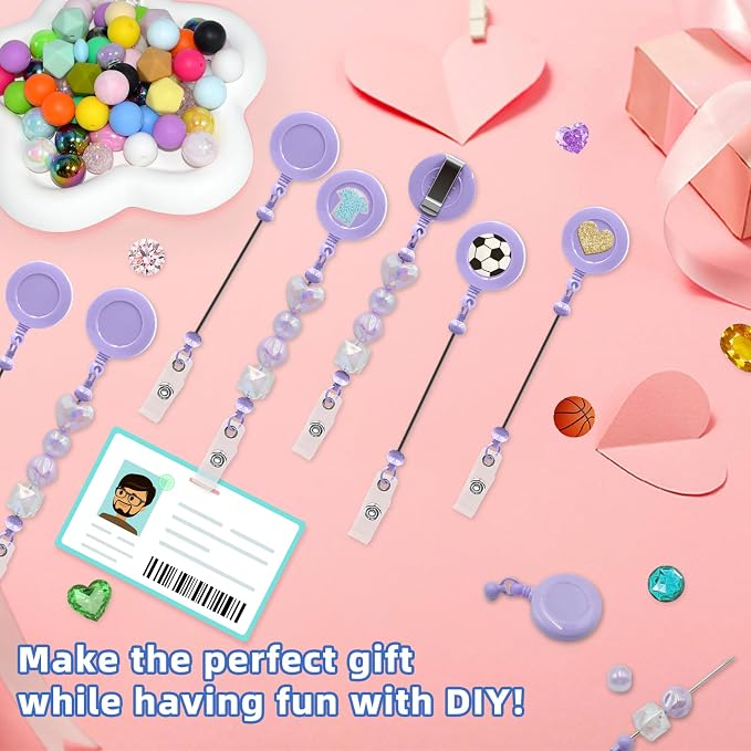 30pcs Purple Beadable Badge Reels Making Kits - Image 2