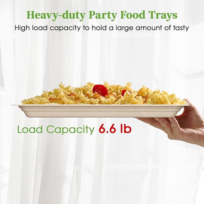 ECOLipak 100 Pack 14 Inch Disposable Food Crawfish Trays, Compostable Large - Image 6