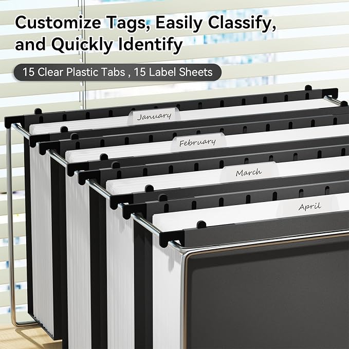 Ansook Plastic Legal Size Hanging File Folders, 12 Pack Black Legal Size File - Image 4