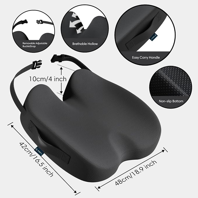 Large Memory Foam Seat Cushion for Office Chair, Truck & Wheelchair - Image 3