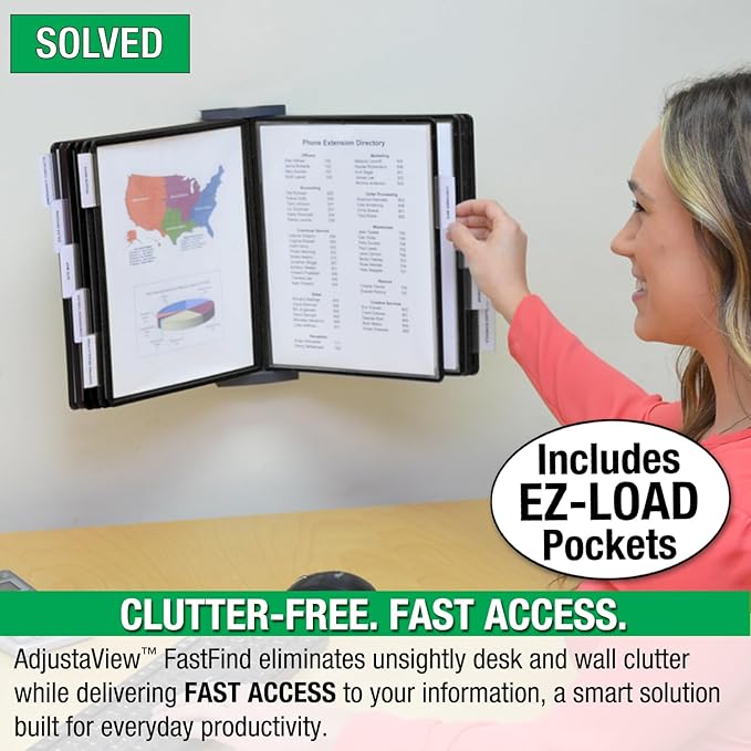 Ultimate Office AdjustaView FastFind 10-Pocket Wall Mounted Reference Display - Image 3